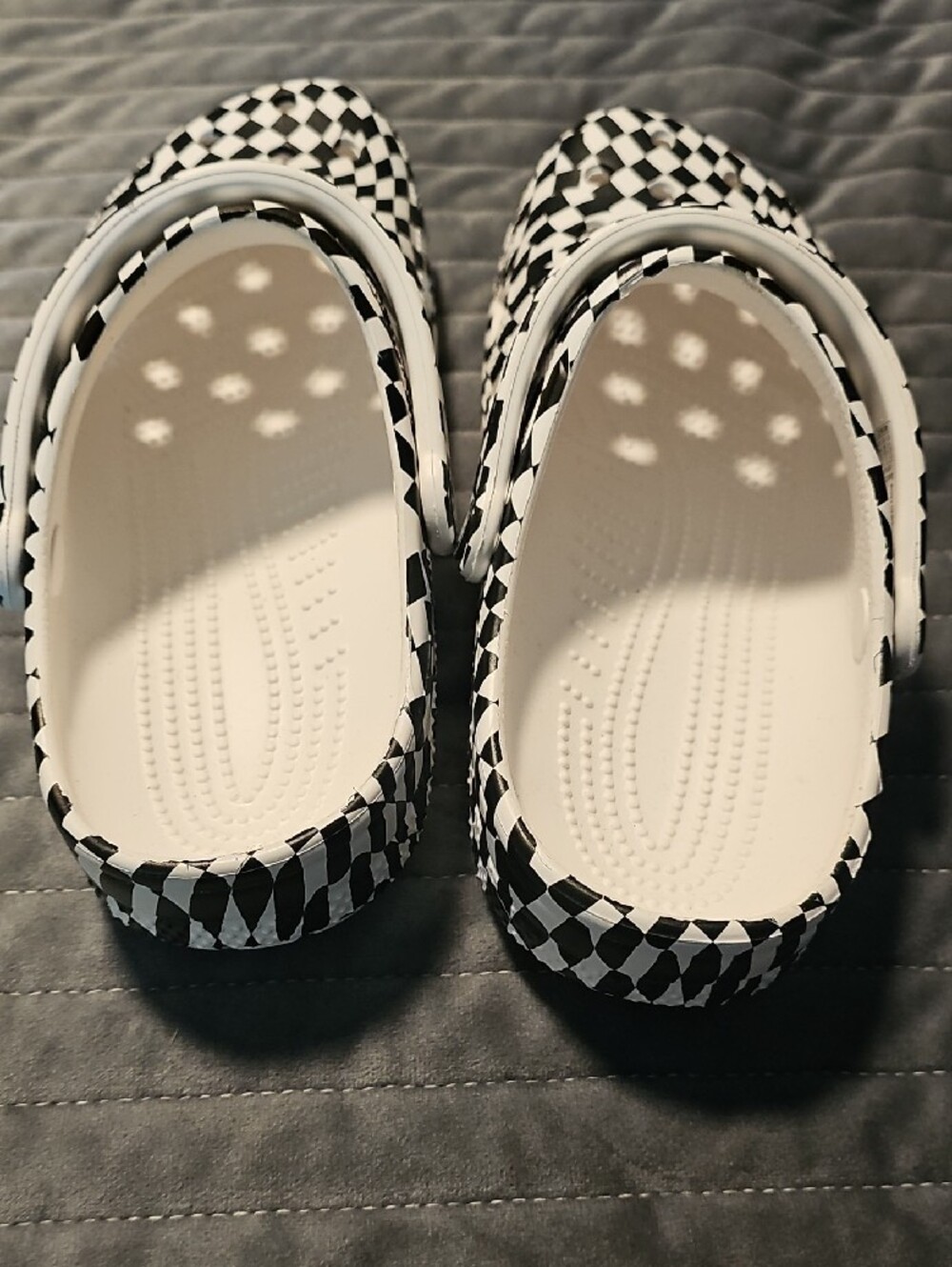 CROCS Black & White Checkered Classic Clog - Picture 6 of 7